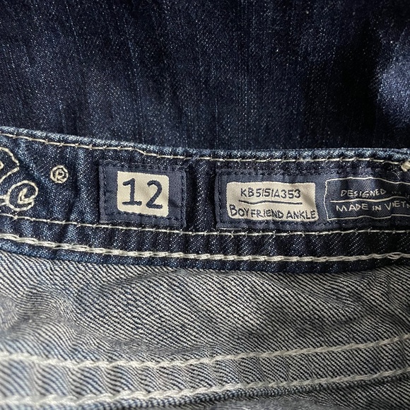 Miss Me Girls Boyfriend Ankle Dark Wash Fade Distressed Jeans - Picture 8 of 9